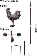 Metal Wind Spinner Rooster Décor Garden Statue 79" Antique Copper Chicken Yard Art Sculpture Outdoor Kinetic Garden Stake for Patio,Lawn,Country Cottage,Farm