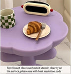 Coffee Tables, Side Tables Living Room Flower-Shaped End Tables Living Room Plastic Small Patio Table with Flower Shaped Table Top Small Night Stand for Living Room Bedroom(Pink)