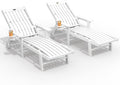 Outdoor Chaise Lounge Chair Set of 2,HDPE lounge chair outdoor with Wheels | Oversized pool lounge chairs with cup holder, 5 adjustable position for patio,outside,pool,deck