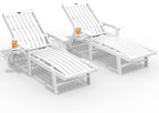 Outdoor Chaise Lounge Chair Set of 2,HDPE lounge chair outdoor with Wheels | Oversized pool lounge chairs with cup holder, 5 adjustable position for patio,outside,pool,deck