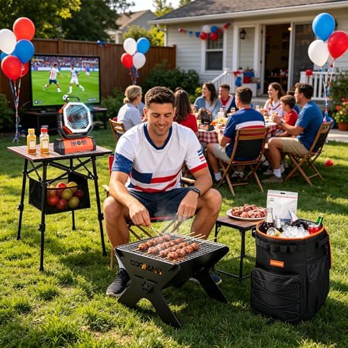 Odoland Portable Camping Table, Folding for Beach Outdoor Adjustable Height | 16.5"-23.6"H, Storage Bag for Camp, Cooking, Picnic, Travel, Backyards, Fishing, Park
