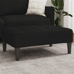 Modern Fabric Footstool Black, Cozy and Stable Footrest for Sofa or Recliner, Compact Size with Plywood Frame for Living Room