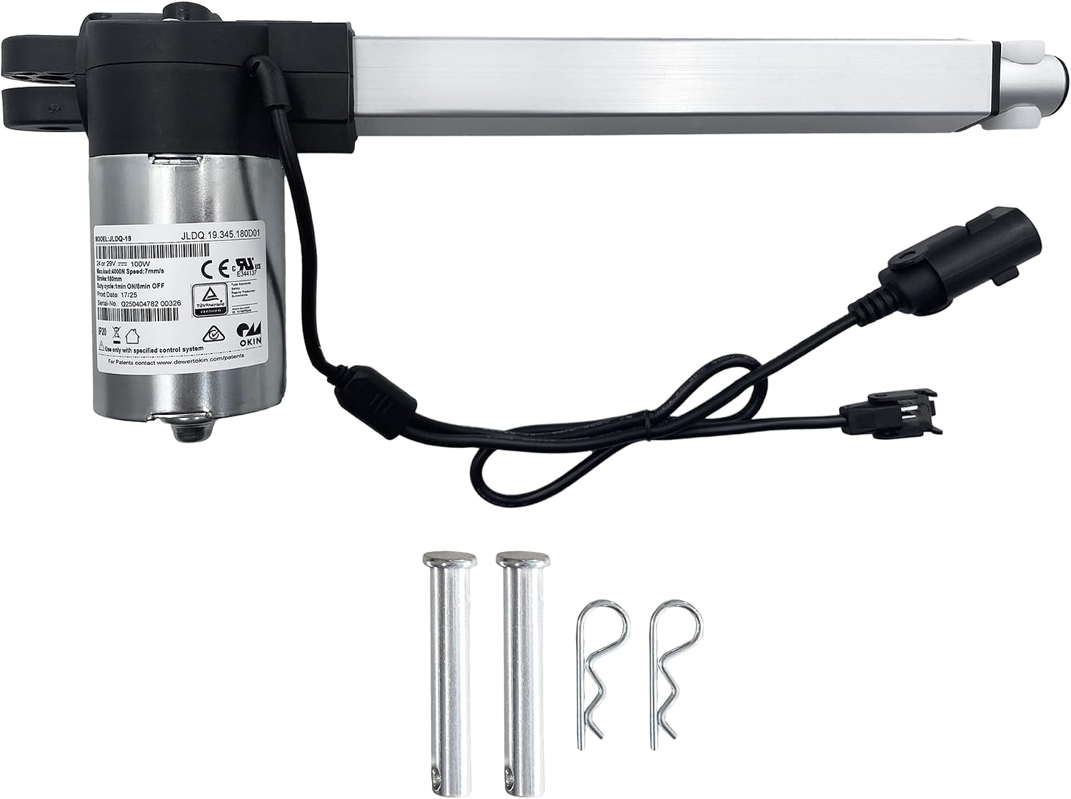 Motor Model JLDQ-19 JLDQ.19.345.180D01 Actuator for Power Recliner Couch | 2 Plugs Stroke 180mm Linear Actuator for Lift Chair Electric Sofa Parts Replacement