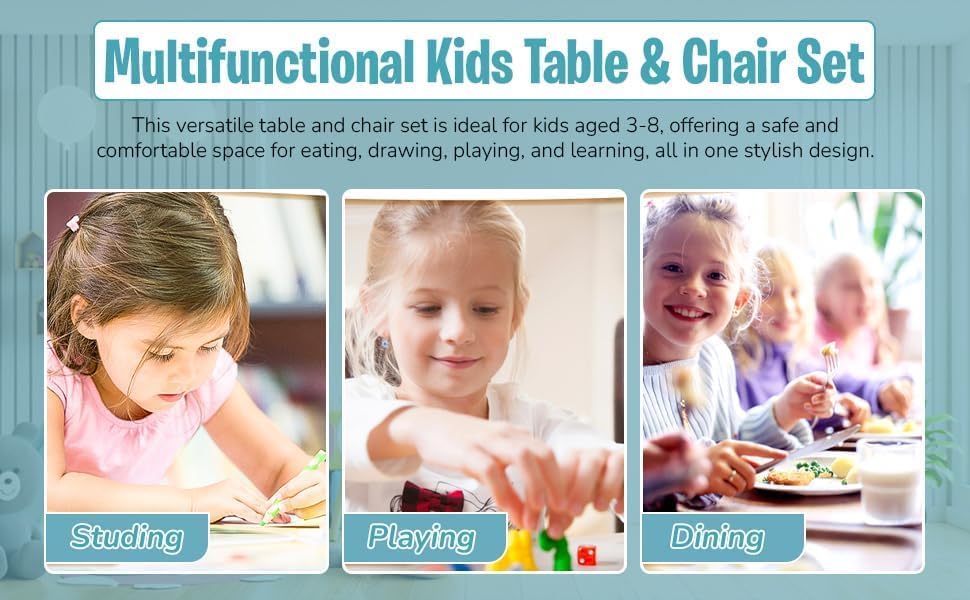 HYGRAD BUILT TO SURVIVE Kids Wooden Table and Chair Set - Stable and Sturdy Toddler Activity Table for Craft, Art - Perfect Children Gift for Livingroom, Daycare, Classroom, Playroom (White)