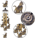 Garden Cat Wind Chimes Outdoor Indoor Decor - with 4 Tubes 7 Cats Wind Chime, Mobile Romantic Cats Wind Catcher, Bronze Cats Wind Bells for Home, Mom Gifts, Balcony, Tree, Festival, Garden Decoration