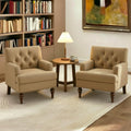 MALOL Upholstered Accent Chair Set of 2, Comfy Reading Chair for Living Room, Mid Century Modern Armchair with Thick Cushion & Solid Rubberwood Legs, for Bedroom/Small Spaces, Brown