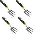 Garden Guru Stainless Steel Hand Weeder Fork Tool – Rust Resistant Stainless Steel – Ergonomic Handle – Great for Planting, Spreading Mulch, Weeding, Loosening & Transplanting Soil (4 Pack)