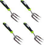 Garden Guru Stainless Steel Hand Weeder Fork Tool – Rust Resistant Stainless Steel – Ergonomic Handle – Great for Planting, Spreading Mulch, Weeding, Loosening & Transplanting Soil (4 Pack)