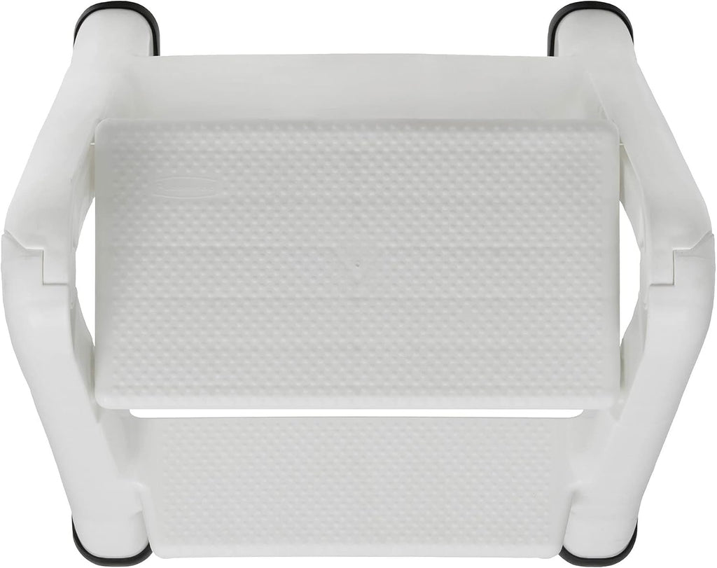 Rubbermaid FG420903WHT EZ Two Step Durable Folding Plastic Ladder Step Stool with Skid Resistant Foot Pads, White (2 Pack)