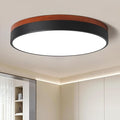 LED Dimmable Flush Mount Ceiling Light, Black and Wood, 5CCT in One, Minimalist Round Ceiling Lamp for Kitchen, Bedroom, Hallway, Living Room, 15.7 Inch