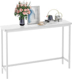 VASMIA Console Table, Entryway Table, Narrow Sofa Table, 39" Bamboo Hallway Table for Entryway, Living Room, Bedroom, Foyer, White