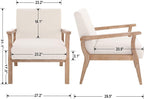 Mid Century Modern Accent Chair Set of 2 Beige Linen Armchair
