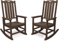THOEOE Outdoor Rocking Chairs Set of 2, Oversized Patio Rocking Chair | HDPE Outdoor Rockers for Front Porch, Patio, Backyard, Balcony and Garden. All-Weather High Back Design, Brown