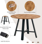 42" Round Dining Table Set for 4, Modern Kitchen Table Chairs Set of 4 Wood Dining Table Upholstered Chair with Metal Leg for Dining Room (Black, 42" Brown Table + 4 Chairs)