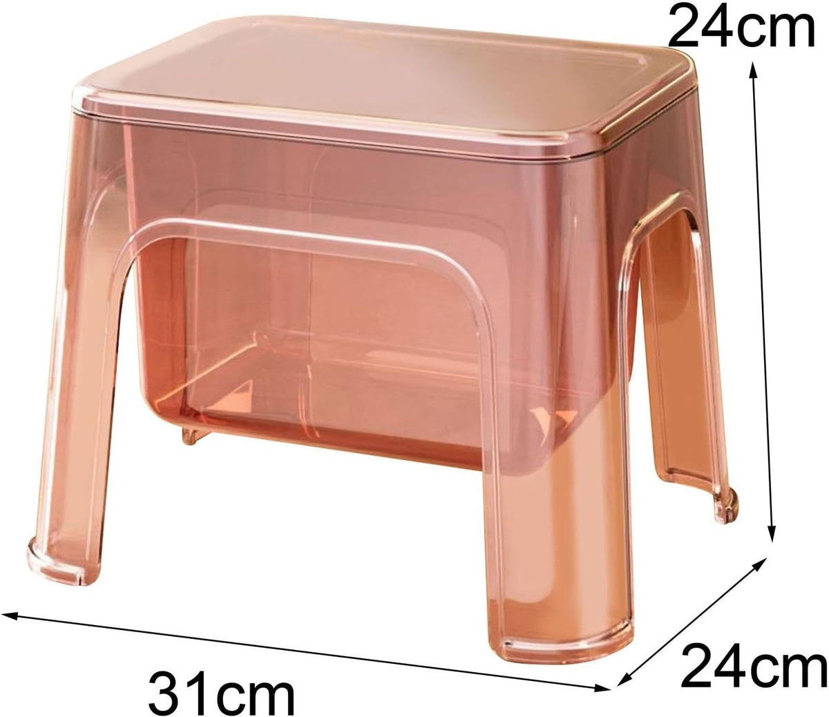Step Stool Footstool Storage Ottoman Shoe Changing Stool for Laundry Household Bedroom, Pink