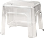 Step Stool Footstool Storage Ottoman Shoe Changing Stool for Laundry Household Bedroom, Clear