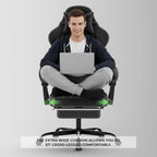 Ergonomic Gaming Chair Video Gamer Chairs Gaming Computer Chairs Gamer Chairs for Adults Massage Lumbar Support Swivel Height Adjustable Headrest Backrest Black
