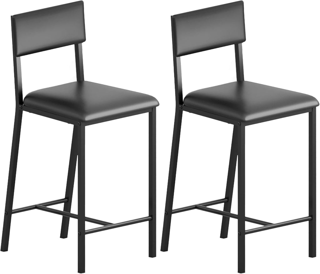 IDEALHOUSE Dining Chairs Set of 2 Upholstered PU Dining Chairs Curved Backrest, Modern Dining Room Chairs Kitchen Chairs with 26IN Metal Legs and Sturdy H-Frame for Home, Bar 330lbs Capacity