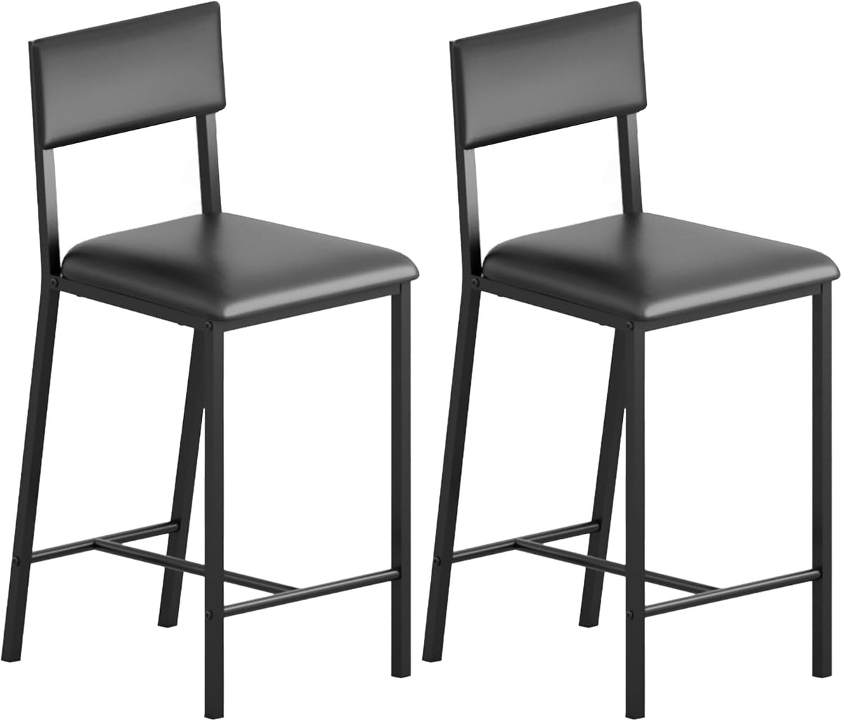 IDEALHOUSE Dining Chairs Set of 2 Upholstered PU Dining Chairs Curved Backrest, Modern Dining Room Chairs Kitchen Chairs with 26IN Metal Legs and Sturdy H-Frame for Home, Bar 330lbs Capacity