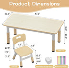 Kids Table and Chair Set - Height Adjustable Toddler Table and Chair Set with 6 Seats Non-Slip Legs,Children Multi-Activity Table for Ages 2-8 Graffiti Desktop,Family Learning Daily Use