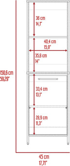 Eiffel Kitchen Pantry with Two External Shelves & Two Interior Storage, Single Door Cabinet, White