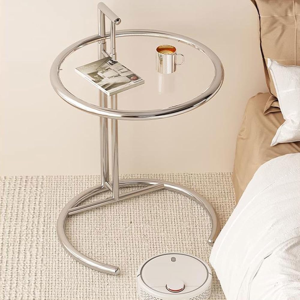 Stylish C-Shaped Sofa Side Table: The Perfect Blend of Function and Design(Color:Brown)