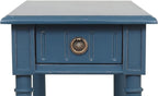 East at Main Handmade Solid Wood Narrow End Table with Drawer, Slim Blue Side Table for Bedroom, Living Room, or Entryway, Farmhouse Accent Furniture with Shelf and Turned Legs