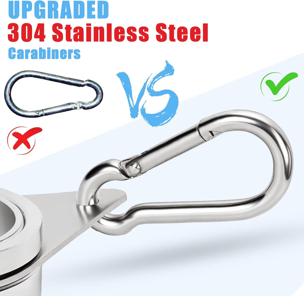 1.5" Flag Pole Rings, 2 Pcs Aluminum Alloy Spinning Flag Pole Ring Clips Swivels, 360° Rotating Anti Wrap Flagpole Ring Hardware with Stainless Steel Carabiners for 1.26-1.5" Diameter