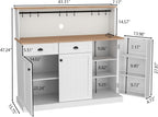 Gyfimoie Sideboard Buffet Cabinet with 2 Drawers, Farmhouse Kitchen Pantry with Adjustable Shelves, Coffee Bar Cupboard Cabinet with 3 Doors for Kitchen, Dining Room (White)