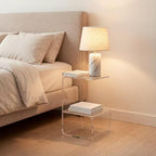 Acrylic End Table for Nightstand,21" H C-Shaped End Table for Living Room,Bedside Table for Bedroom.Side Tables for Living Room for Small Spaces,Clear