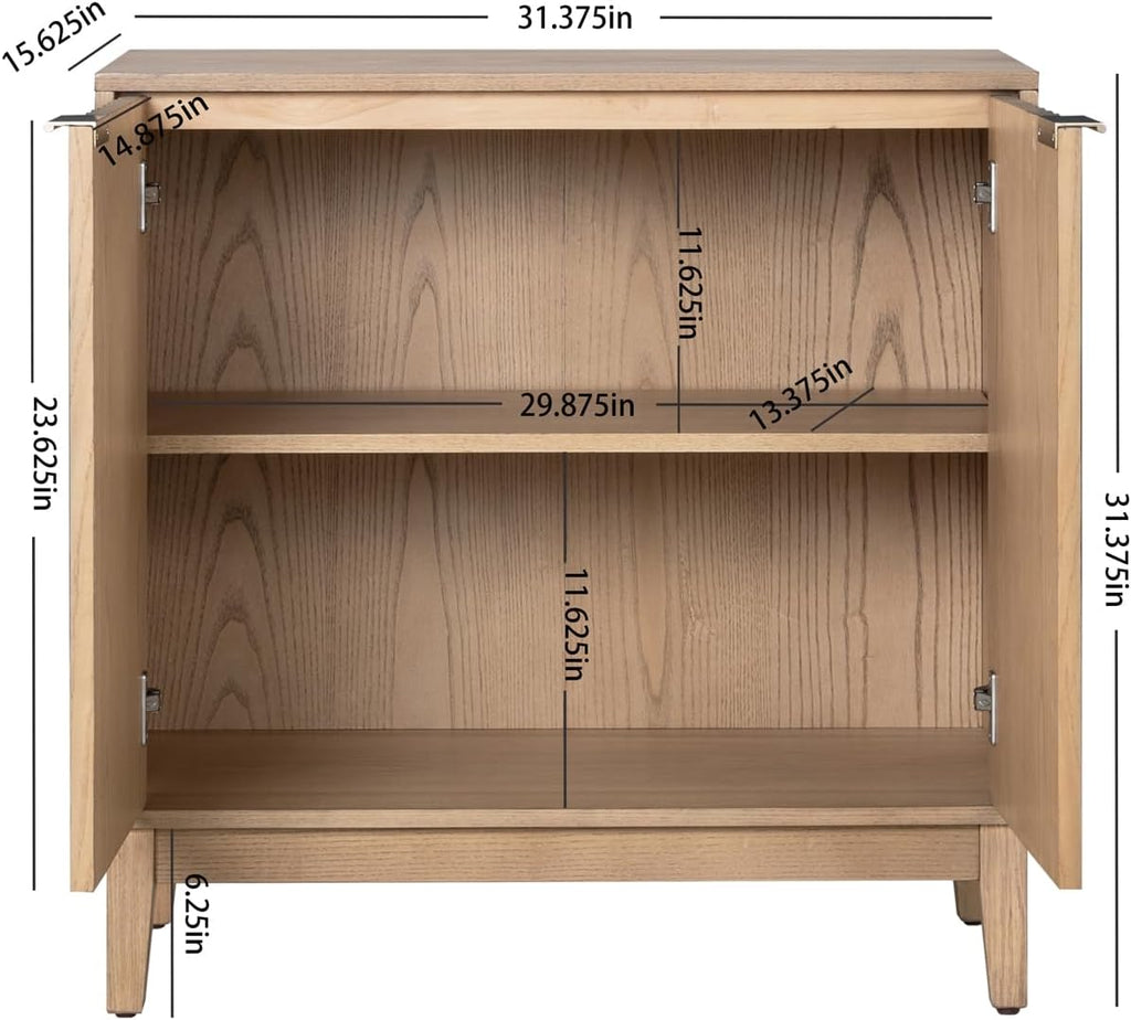 Modern Fluted Accent Credenza - Sideboard Buffet Cabinet with Doors & Adjustable Shelves, Multi-Functional Storage Cabinet for Living Room, Dining Room, Hallway & Entryway (Natural Ash)