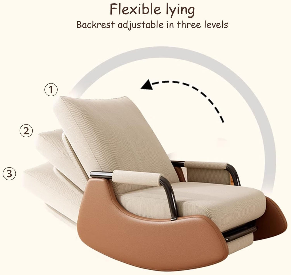 Rocking Chair with Side Bags, Adjustable Backrest Recliner Armchairs, Wide Accent Chair with Retractable Pedals, for Offices, Cafes, Reception Rooms