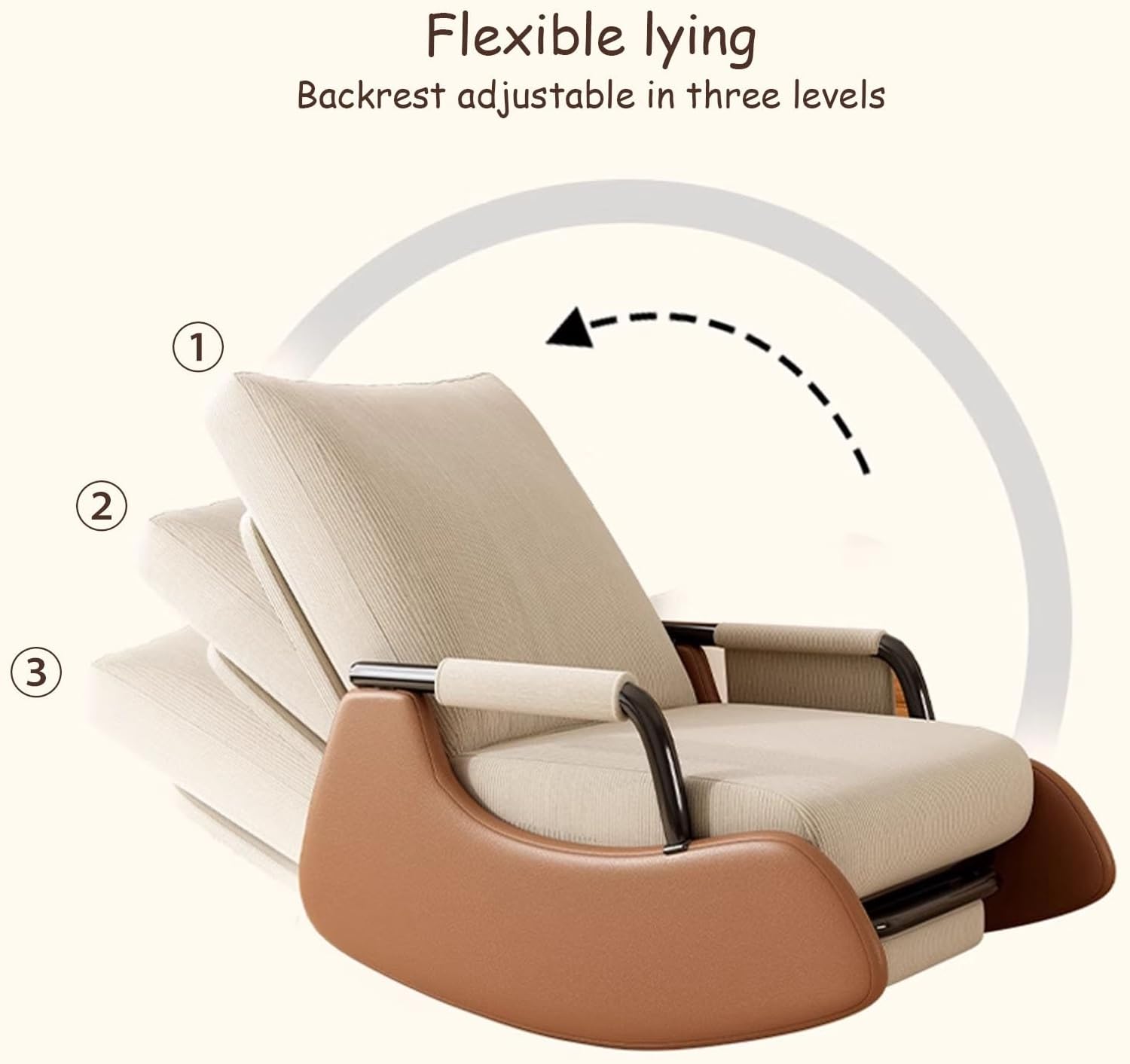 Rocking Chair with Side Bags, Adjustable Backrest Recliner Armchairs, Wide Accent Chair with Retractable Pedals, for Offices, Cafes, Reception Rooms
