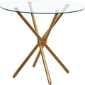 36" Round Glass Dining Room Table with Glass Top and Gold Legs for Kitchen and Dining, Modern Compact Round Dinner Table for Apartment Small Spaces