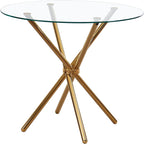 36" Round Glass Dining Room Table with Glass Top and Gold Legs for Kitchen and Dining, Modern Compact Round Dinner Table for Apartment Small Spaces