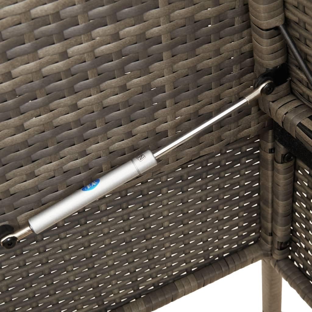 Gray Patio Bench with Storage, PE Rattan Outdoor Storage Bench with Cushions and Waterproof Bag, Garden Seat for Cushions and Towels