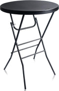 Byliable 32in Cocktail Folding Table, Round High Top Bar Table, Black | Portable Foldable Design with Removable Legs, Two Folding Methods, HDPE Tabletop, Indoor Outdoor for Parties, Patio, Events