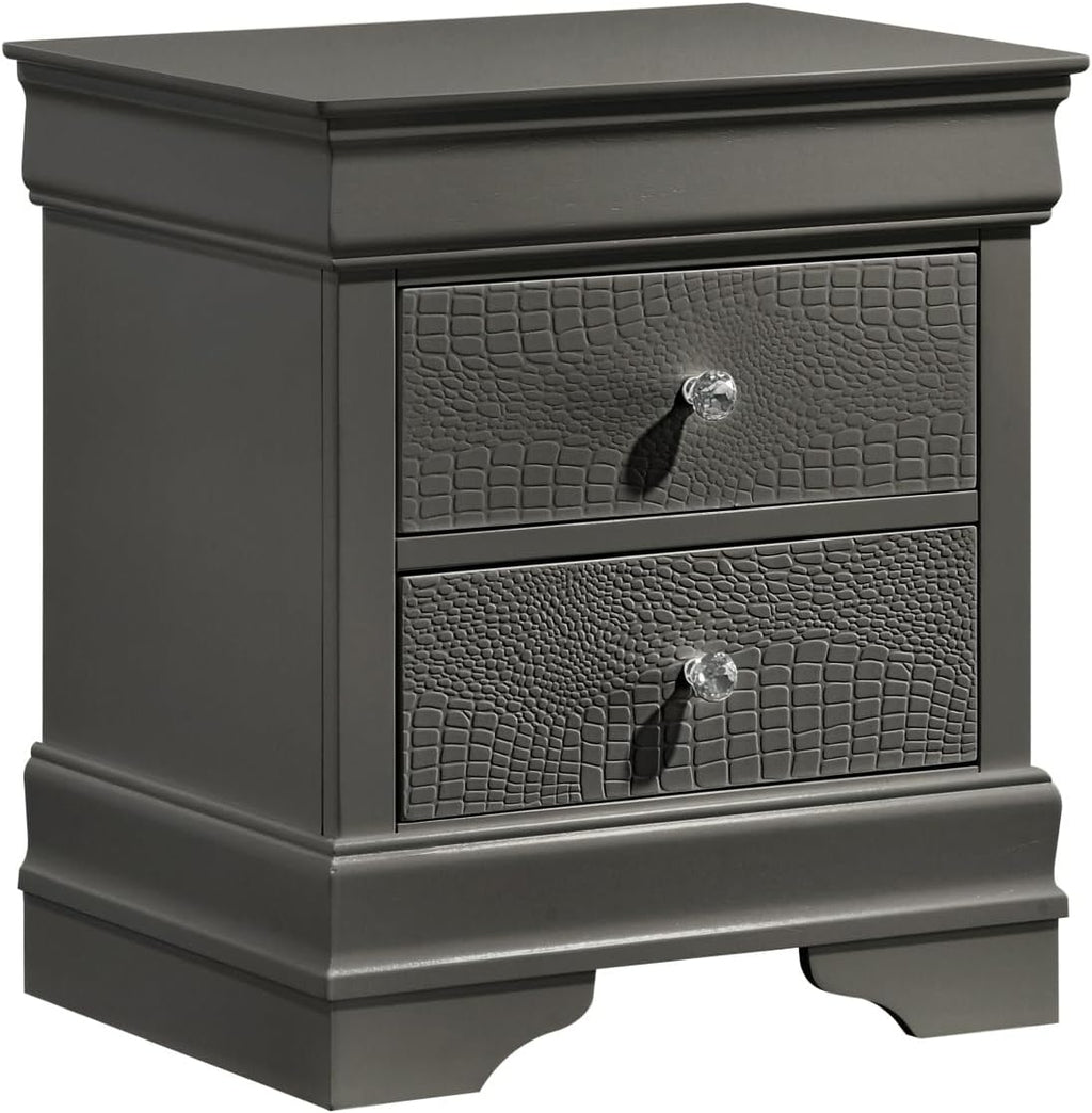 Modern Style 2-Drawer Night Stand Made with Wood in Metallic,for Small Spaces