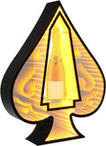 LED Wine Bottle Display Stand, Ace of Spades Shape Illuminated Bottle Holder with Warm Yellow Light, Acrylic Champagne VIP Presenter for Bar Home Decor