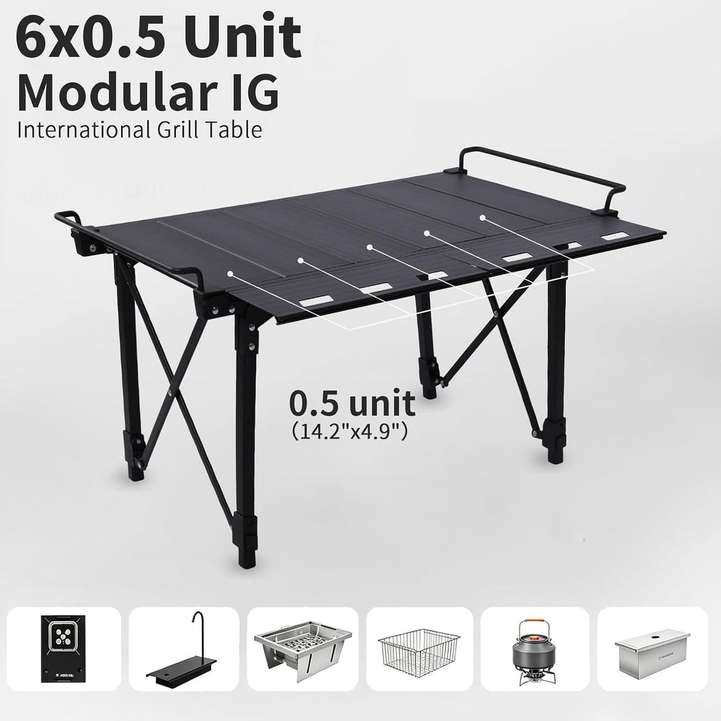 Aircity Folding Camping Table, Portable Aluminum Table, Adjustable Height | Lightweight Foldable Outdoor Table with Carry Bag for BBQ, Picnic, Beach, Travel, Camping Cooking and Outdoor Activities
