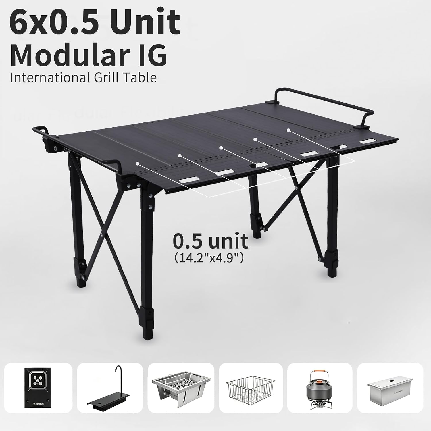 Aircity Folding Camping Table, Portable Aluminum Table, Adjustable Height | Lightweight Foldable Outdoor Table with Carry Bag for BBQ, Picnic, Beach, Travel, Camping Cooking and Outdoor Activities