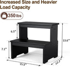 StrongTek Bamboo 2 Step Stool, Non-Slip, 350 lb Capacity, Black | Bed Steps for High Beds for Adults, Non-Slip Feet, Easy Assembly for Kitchen, Bedside, Pantry, Closet and Bathroom Use