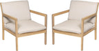 Elountik Acacia Wood Patio Club Chair Set of 2 with Cushions, Outdoor Armchairs for Patio Seating, Light Teak