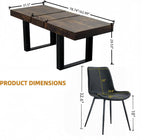 63"-79" Expandable Dining Table Set for 8, Wood Rectangle Dining Table and 8 Black PU Chairs, Sturdy Black Legs,Suitable for Home,Kitchen Dining Room,Easy Assemble and Clean