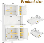 71" Metal Large Pantry Storage Cabinet with Adjustable Shelves,Kitchen Pantry Storage with Drawers,Tall Kitchen Hutch with Countertop for Kitchen,Dining Room and Living Room,White