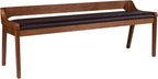 Rasmus Brown Faux Leather Wood Dining Bench - Chestnut Wire-Brush Finish