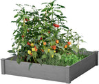 Heavy-Duty Outdoor Storage Cabinet with Metal Top and Weather-Resistant Wood Construction for Patio, Yard, and Garden Use (48" Raised Garden Bed)