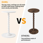 Aibiju Side Table, Wood Round Drink Table, Small End Table, Weighted Base Pedestal Table for Living Room, Bedroom, Modern White YD-RST001W