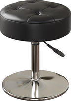 Youtanic Vanity Stool with Adjustable Height, 360°Swivel Ottoman Chair for Adults, Round Padded Makeup Stool with Stable Support for Vanity Bedroom, Bathroom, Dorm, Black