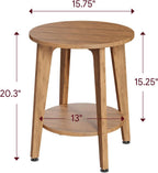 Simple Trending Round Side Table, Small End Table, Nightstand Bedside Table with Tapered Legs, for Living Room, Rustic Walnut